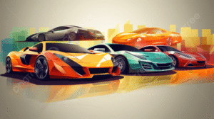 pngtree three sports cars in an artistic illustration picture image 2693469